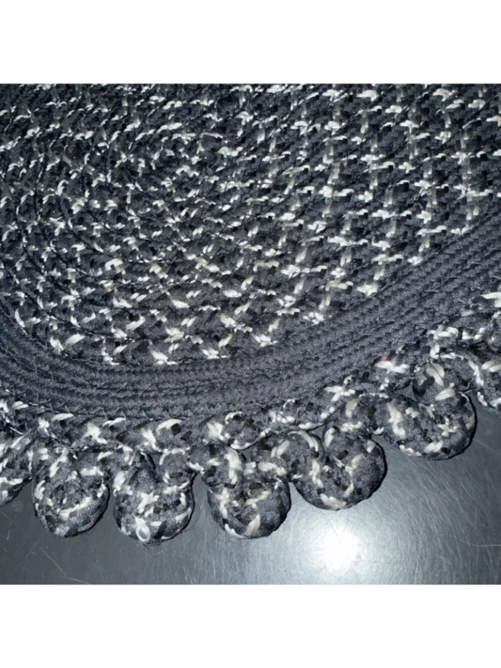 2 Oval Braided Cotton Rug Carpet Placemat Runner Centerpiece Rustic Gray White